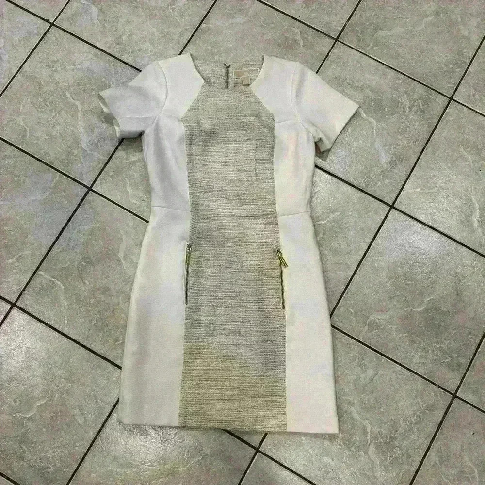Michael Kors Ivory and Tan block Dress Size 2
